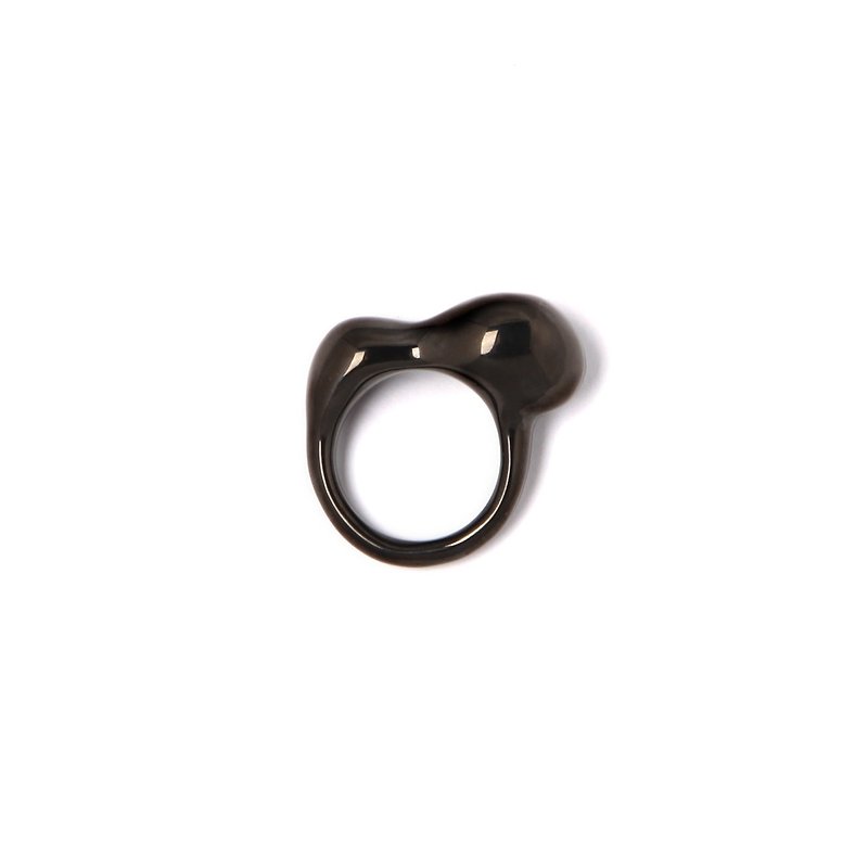Water Dew Ring 黑色水滴型戒指 - 戒指 - 其他金属 黑色