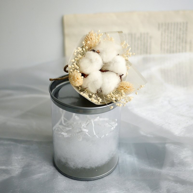 伊登花室 单朵棉花 花罐礼盒 手绑小花束 - 干燥花/捧花 - 植物．花 白色