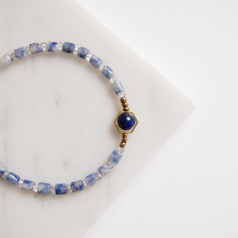 气质 • 蓝纹石 • 六角青金石 • 手链手环 • 礼物 - 手链/手环 - 宝石 蓝色