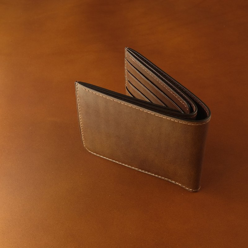 手工制作 BUTTERO 皮革双折皮夹 - 皮夹/钱包 - 真皮 咖啡色