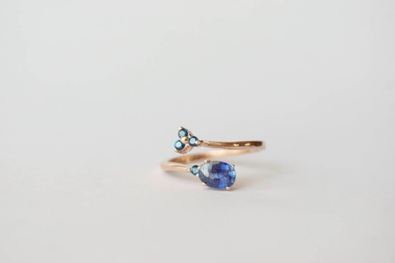 Natural Blue Sapphire and London topaz Silver 925 Ring - 戒指 - 纯银 蓝色