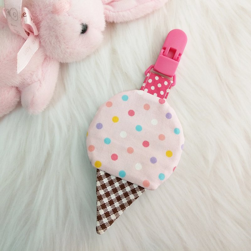 糖果甜筒冰淇淋-3色可选。造型平安符袋(可绣名字) - 平安符/符袋 - 棉．麻 粉红色