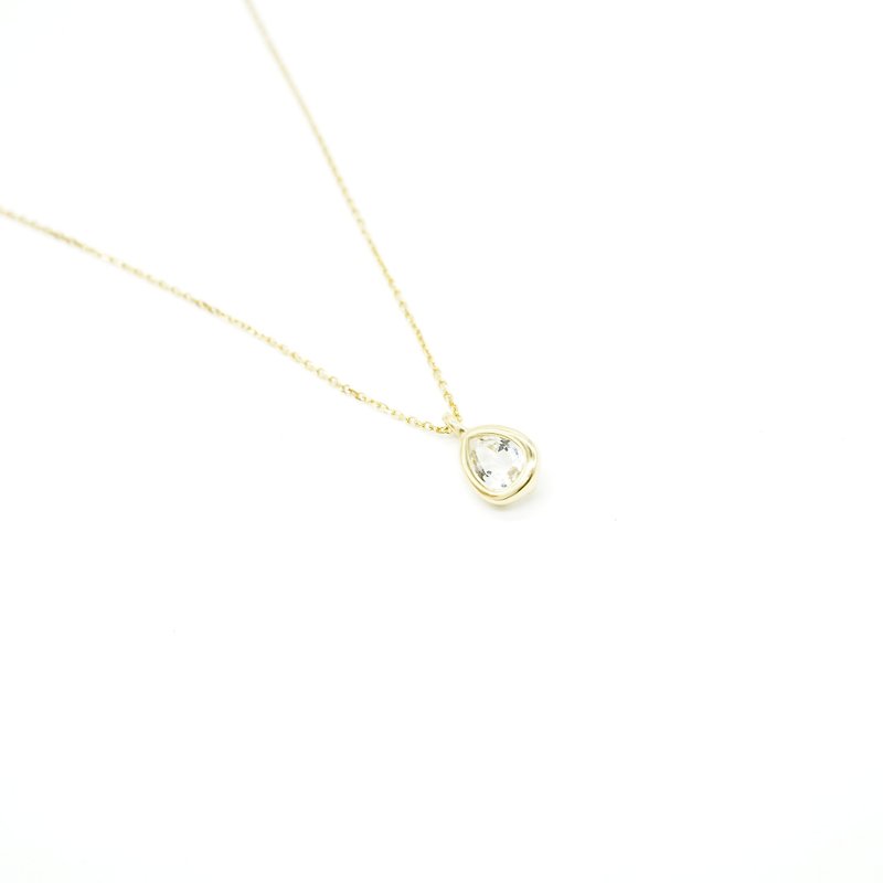 白色托帕石925纯银项链 (银/玫瑰金/18k金) | 托帕石系列 - 项链 - 宝石 蓝色