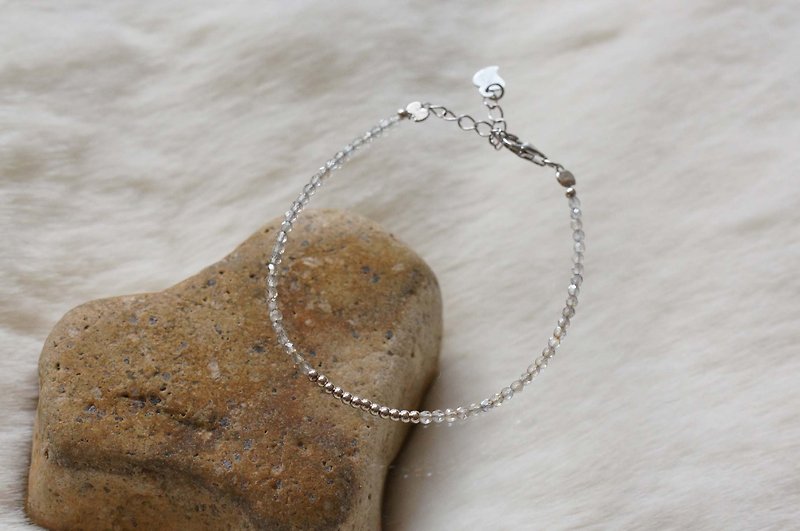 拉长石银手链 ( Labradorite Bracelet with Linear Alloy ) - 手链/手环 - 宝石 白色