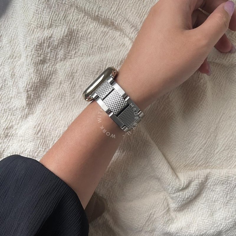 Apple Watch 菱格纹雾面不锈钢金属表带 男款女款 - 表带 - 不锈钢 