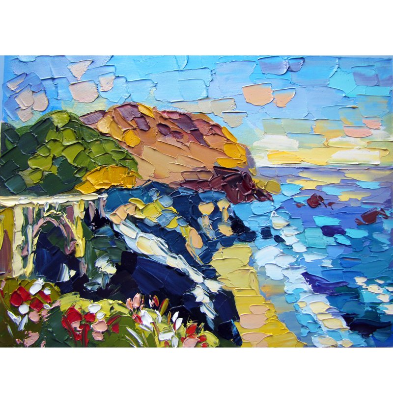 Big Sur Painting California Landscape Original Oil Artwork Seascape Wall Art - 海报/装饰画/版画 - 其他材质 