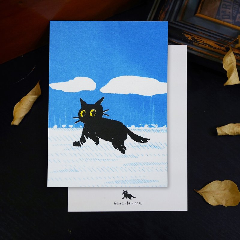 黑猫の旅 ∕ 夏の青空 明信片 - 卡片/明信片 - 纸 蓝色