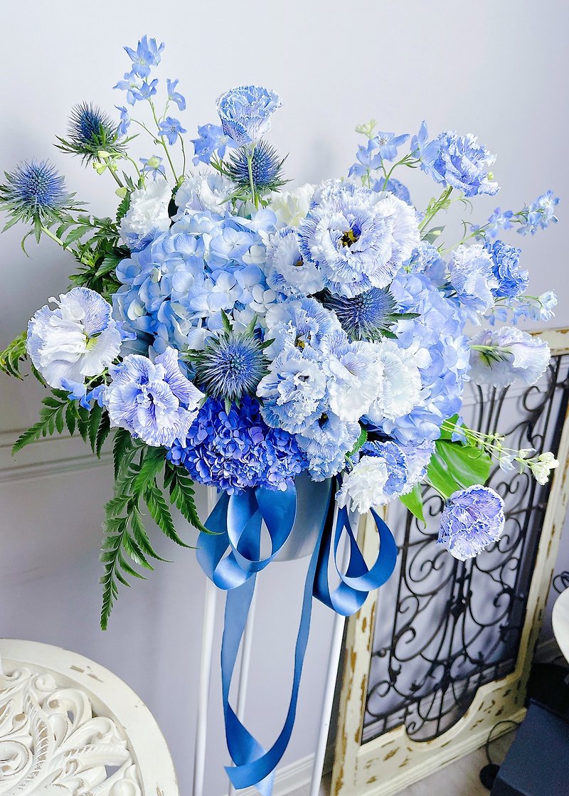 蓝色系鲜花高架花篮 限定双北市寄送 - 其他 - 植物．花 蓝色