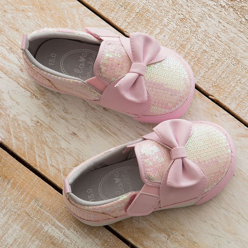 Alice蝴蝶结亮片 Slip- On 休闲鞋 (小孩) - 童装鞋 - 其他人造纤维 粉红色