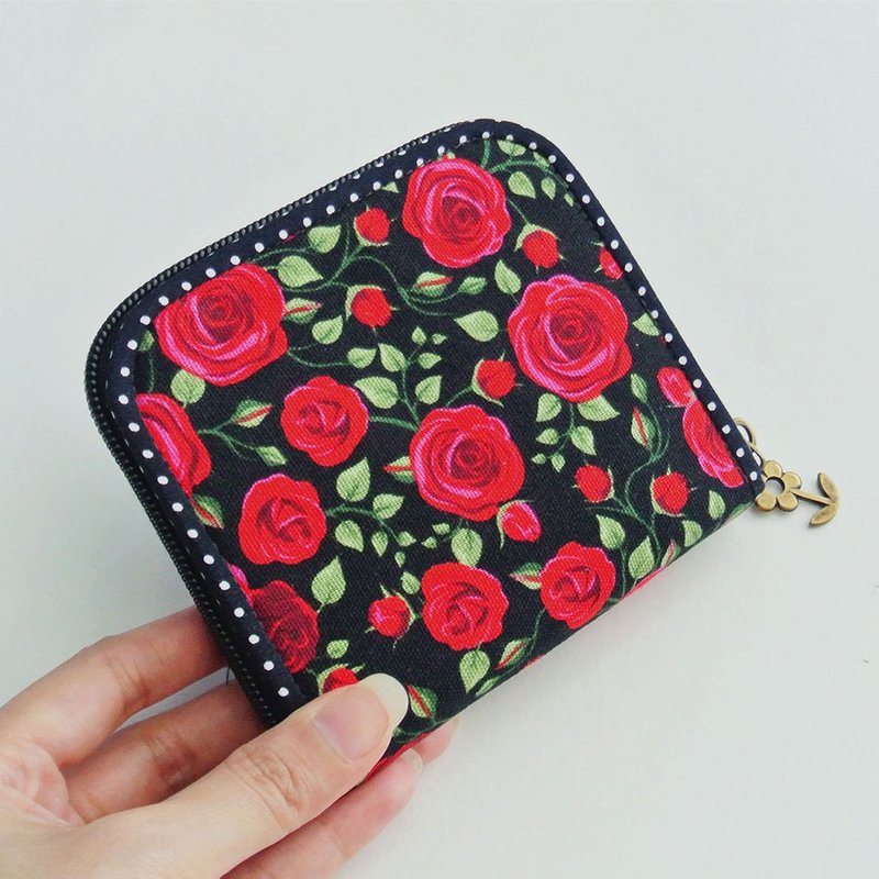 Simple Wallet, Mini Zipper Wallet, Small Purse, Change Walle - 皮夹/钱包 - 棉．麻 黑色