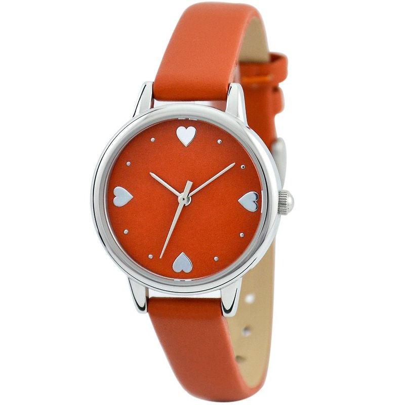 母亲节 礼物  优雅女装手表橙色 (心心) 全球包邮 - 女表 - 其他金属 红色