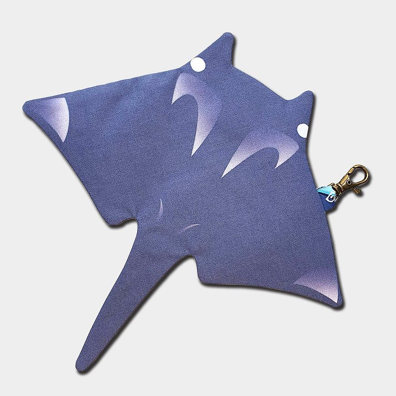 设计款MR148 - 【牛津棉布】鬼蝠魟造型零钱包#蓝紫 - 零钱包 - 棉．麻 紫色