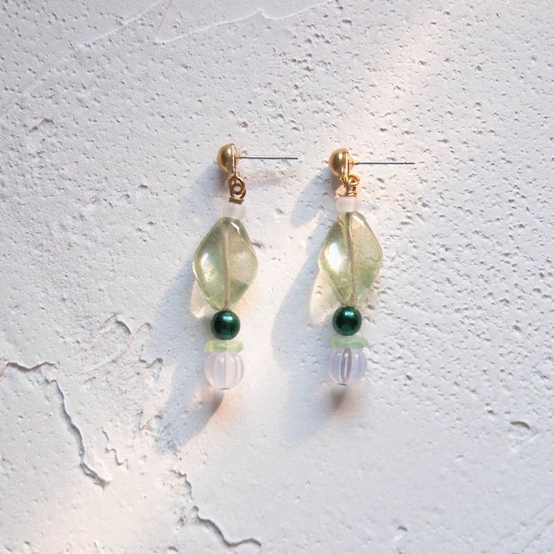 鸡尾酒耳环 - Mojito - 耳环/耳夹 - 玻璃 绿色