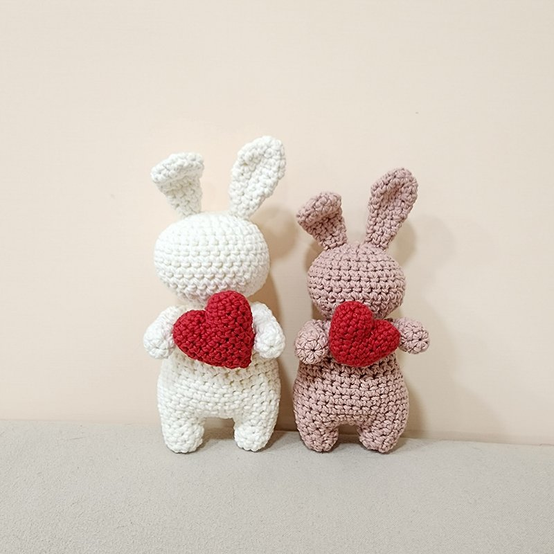 情人节 爱心兔 对兔 两只一组 - 玩偶/公仔 - 棉．麻 白色