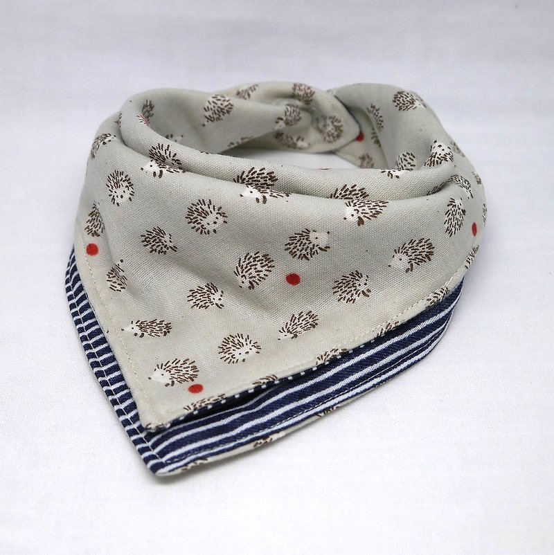 Japanese Handmade 6-layer-gauze Baby Bib - 围嘴/口水巾 - 棉．麻 灰色
