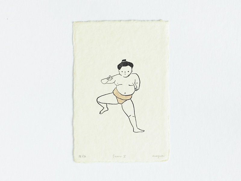 Sumo No.5 - Letterpress Print Limited Edition of 36 - 海报/装饰画/版画 - 纸 黄色