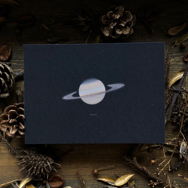 【行星系列】土星 明信片 - 卡片/明信片 - 纸 黑色