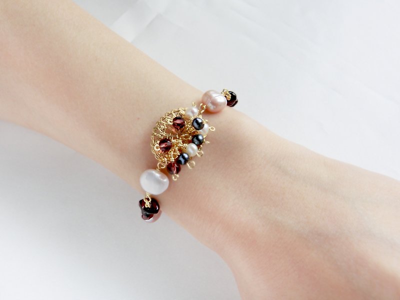 【春 飨宴】珍珠石榴石手链 - 手链/手环 - 宝石 紫色
