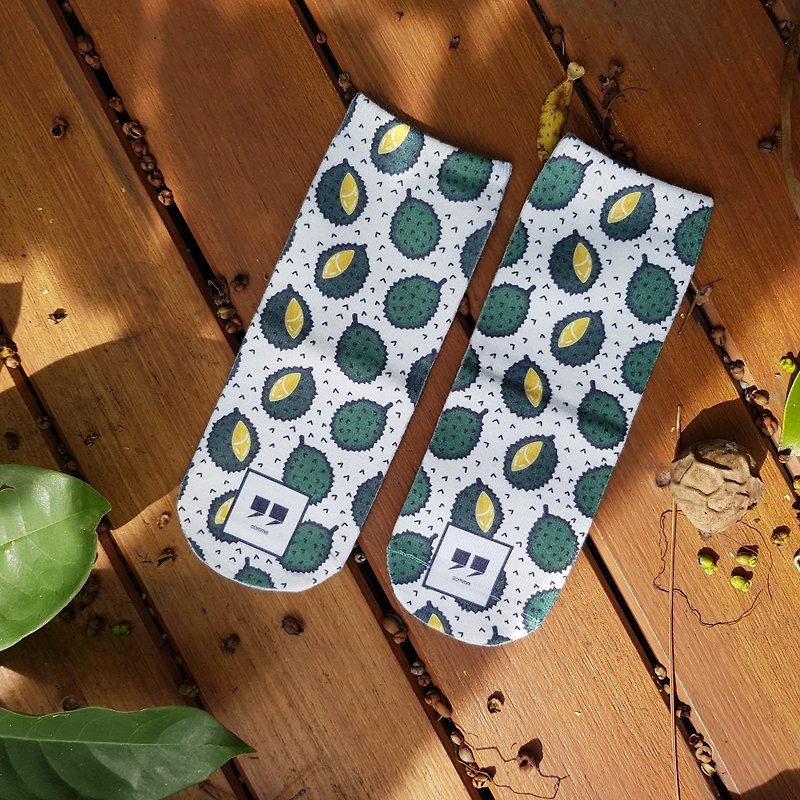 Durian Sock - 袜子 - 棉．麻 绿色