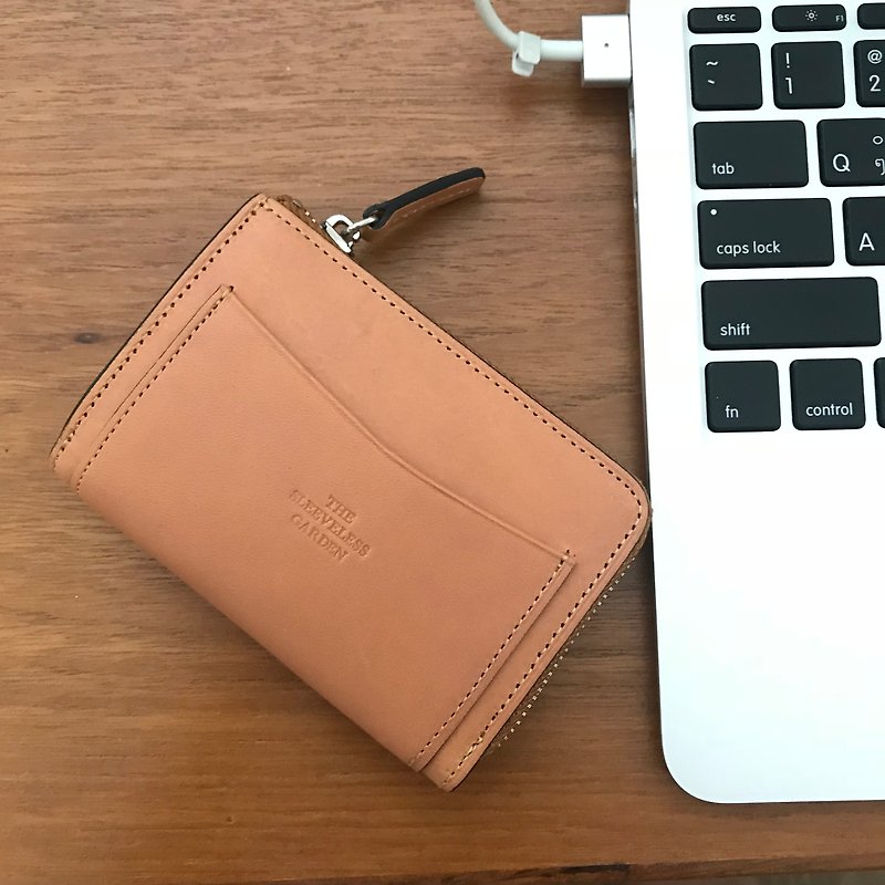 Coin zip purse /Tan - 零钱包 - 真皮 橘色