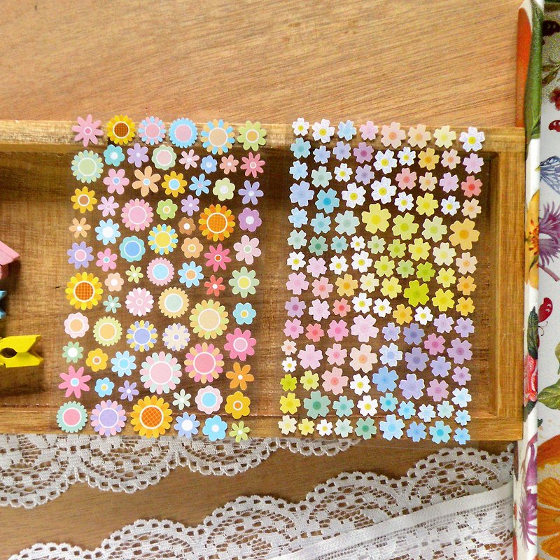粉彩色 杂锦花朵贴纸 满天星花贴纸 2张组 - 贴纸 - 其他材质 多色