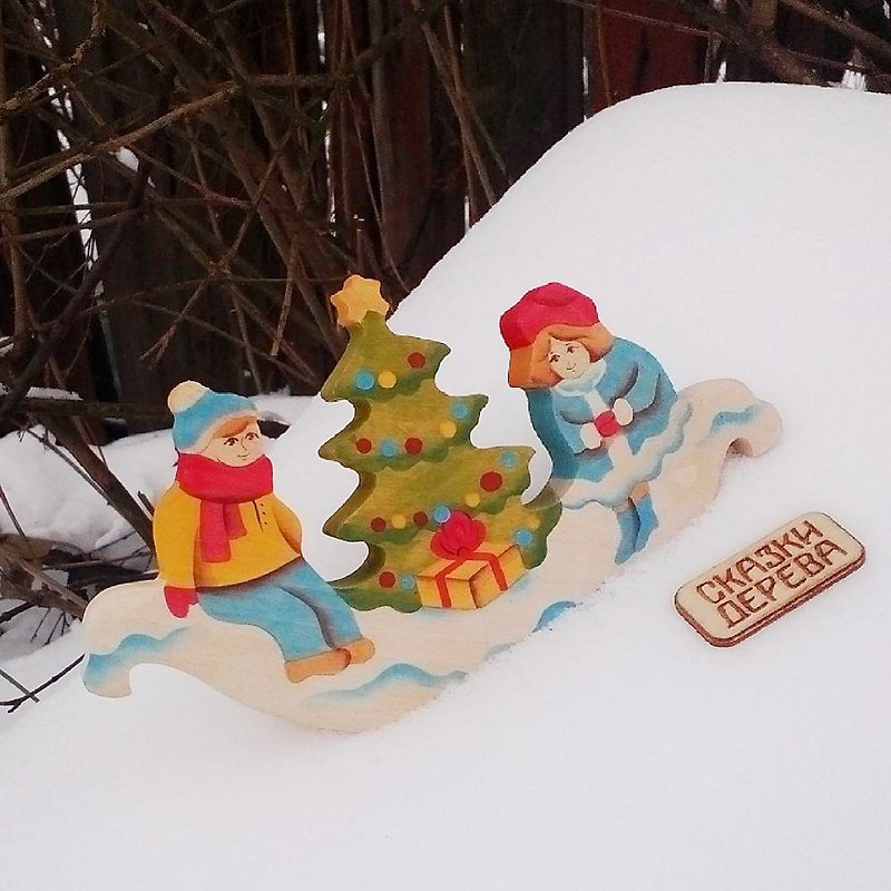 Kay 和 Gerda 的冬天 - 玩具/玩偶 - 木头 红色