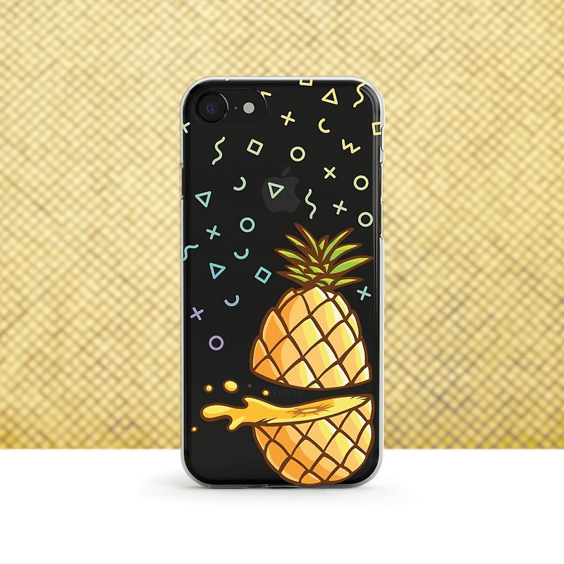 卡通菠萝- 防摔透明软壳- iPhone 14 pro, 13至iPhoneSE3,Samsung - 手机壳/手机套 - 塑料 黄色