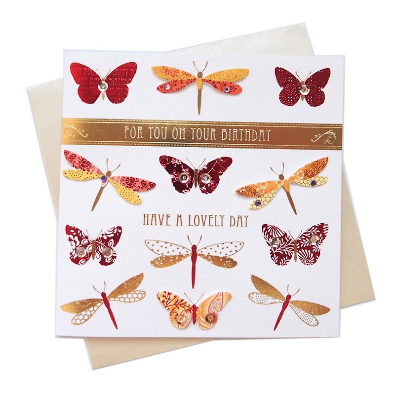 蝴蝶与蜻蜓【Decoratif TP卡片-生日祝福】 - 卡片/明信片 - 纸 多色