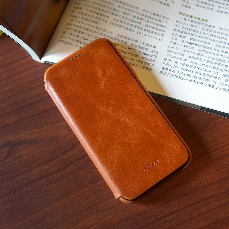 iPhone X - cowa翻盖式手机壳 - 手机壳/手机套 - 真皮 咖啡色