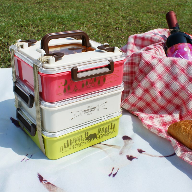 【DESTINO STYLE】日本森林系三层式组合野餐盒 - 野餐垫/露营用品 - 塑料 