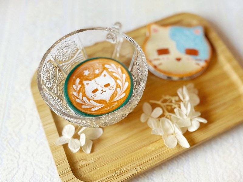 * 猫猫咖啡拉花 * 随身镜 - 彩妆刷具/镜子/梳子 - 其他材质 咖啡色