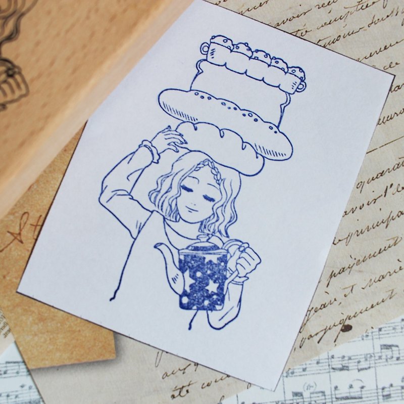 记事 手帐专用橡皮印章 面包女孩 - 印章/印台 - 塑料 