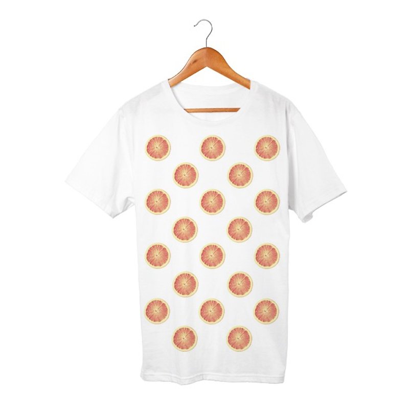 orange T-shirt - 中性连帽卫衣/T 恤 - 棉．麻 白色