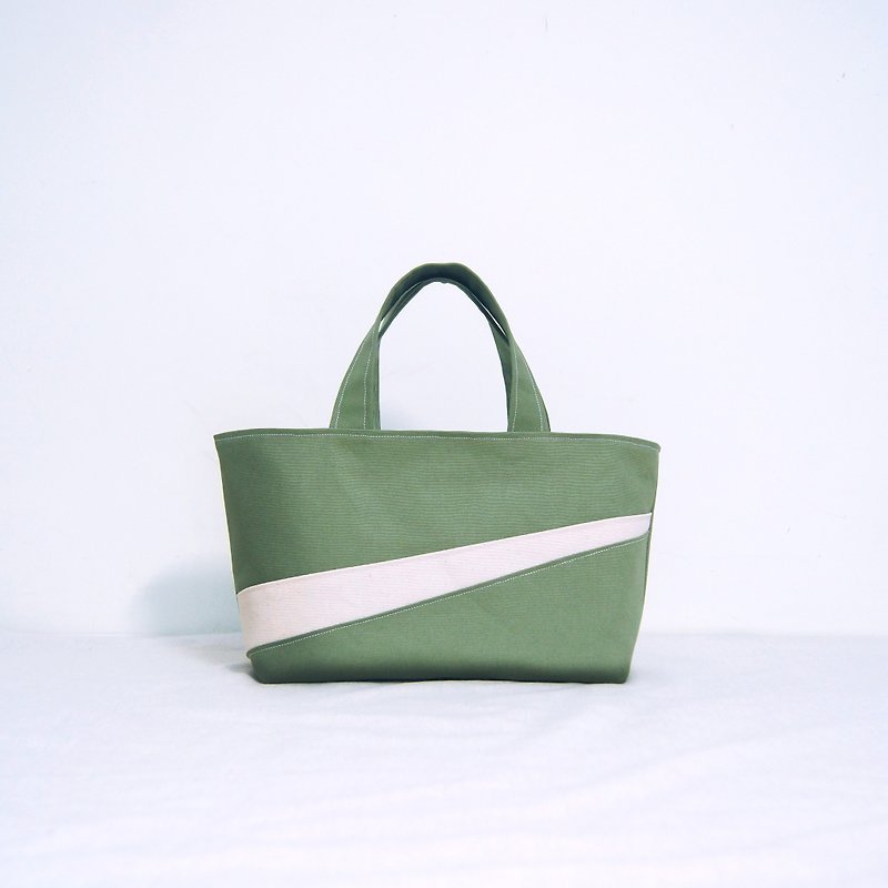 手作曙光系列船型手提袋-抹茶绿 - 手提包/手提袋 - 棉．麻 绿色