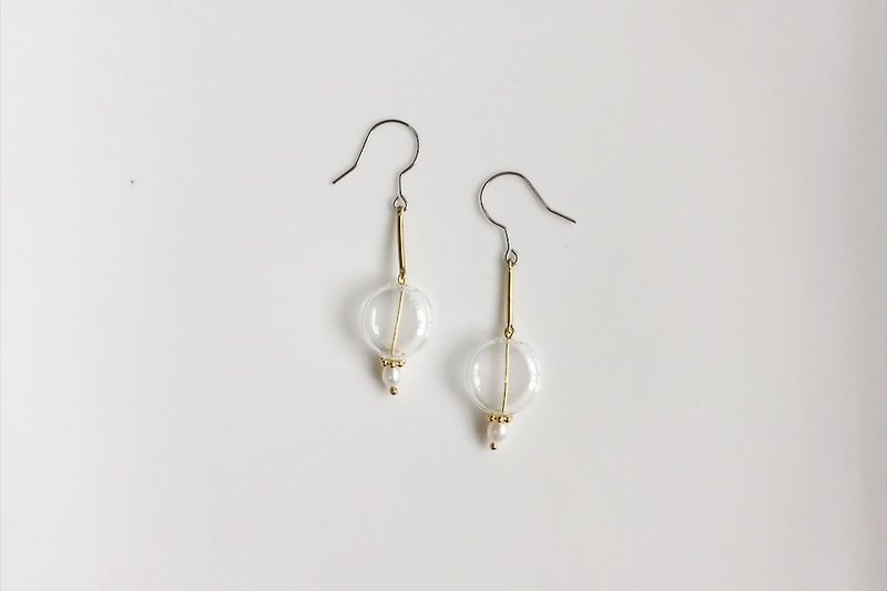 荏苒 玻璃泡泡耳环 - 耳环/耳夹 - 其他金属 金色