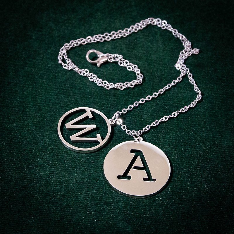 Made to order - Customize name necklace 2 letter pendant - 项链 - 铜/黄铜 银色