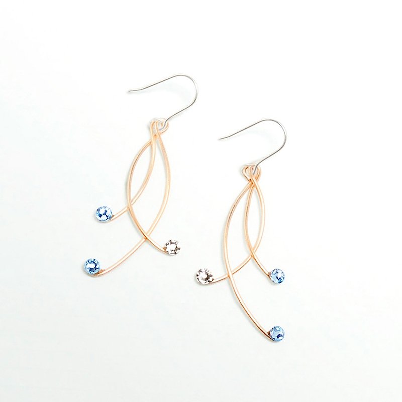 金色月光下纯银耳环/耳针/耳夹(一对 / 两色可选) - 耳环/耳夹 - 宝石 蓝色