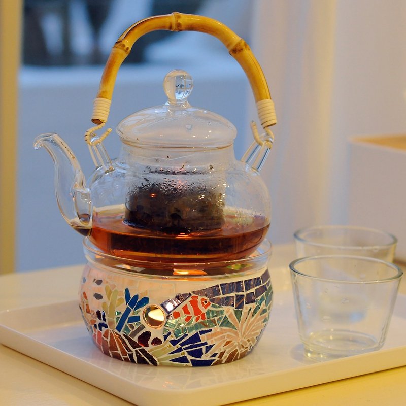 原創手工馬賽克玻璃暖茶器 玻璃茶壺套裝海洋主題設計 茶壺套裝 - 茶具/茶杯 - 玻璃 