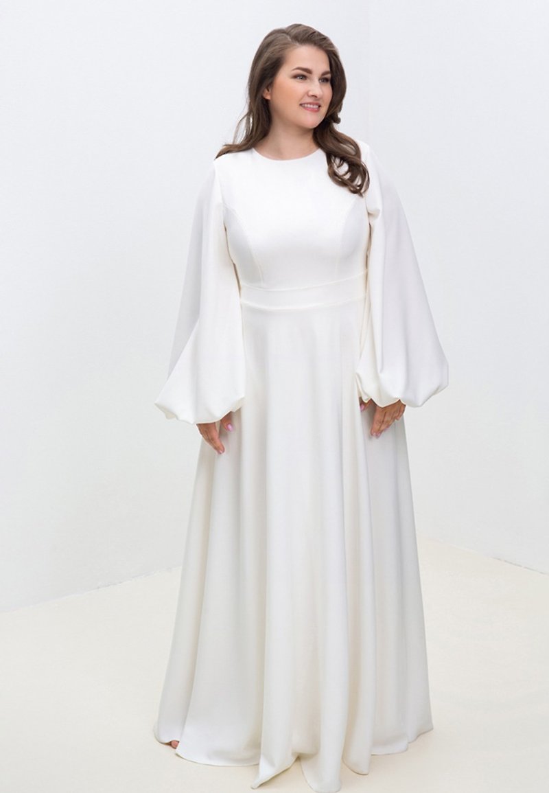 聚酯纤维 晚装/礼服 - Wedding Dress Pearl Plus Size