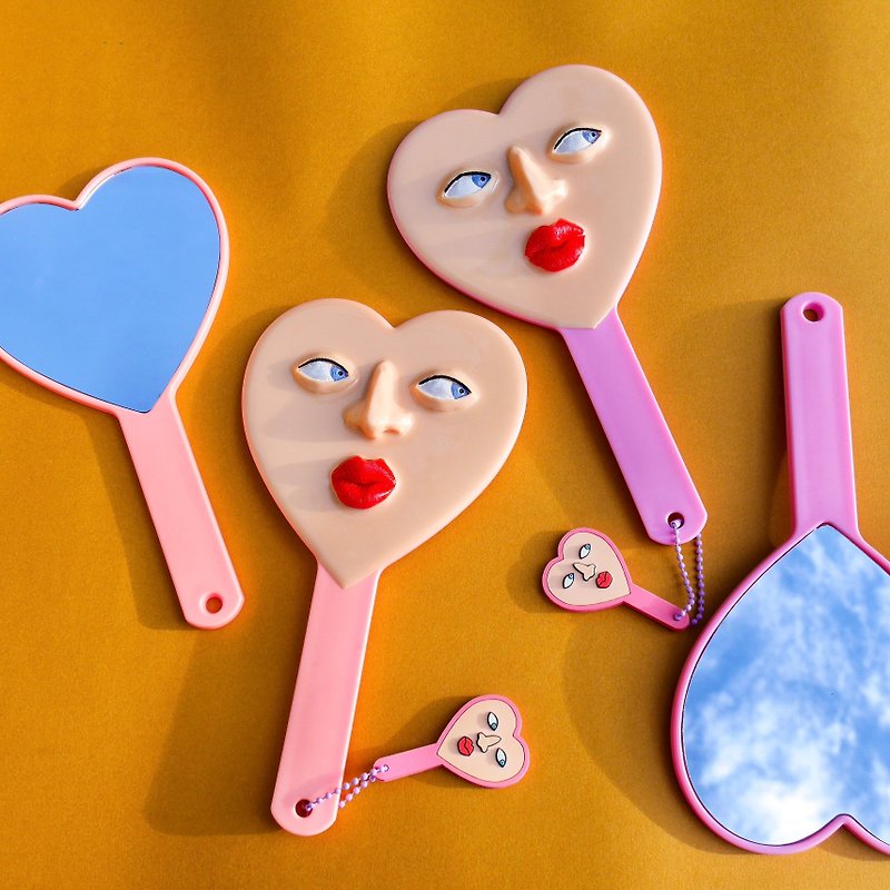 HEART FACE MIRROR - 彩妆刷具/镜子/梳子 - 塑料 粉红色