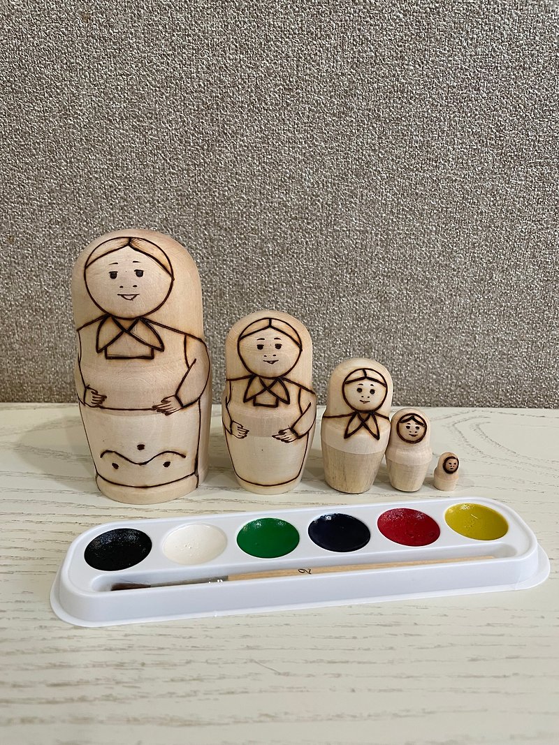 Creative Kit For Children, Wooden Toy Matryoshka, Complete Painting Craft Kit - 玩具/玩偶 - 木头 黑色