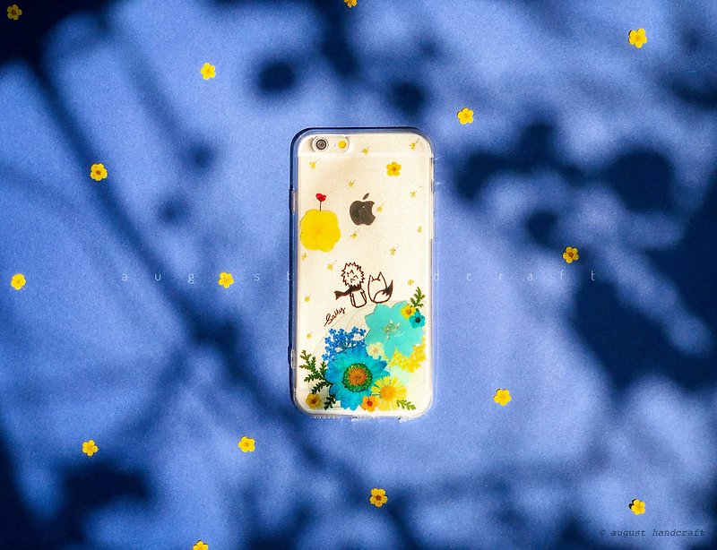 遇見 小王子 乾花手機殼 Le Petit Prince • Pressed Flower Phone cases - 手机壳/手机套 - 植物．花 蓝色