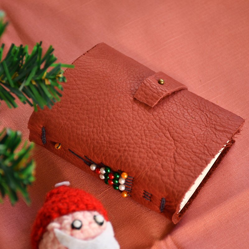 【快速出货】圣诞树皮革小书 - 红 | 实验系列 - 笔记本/手帐 - 真皮 红色