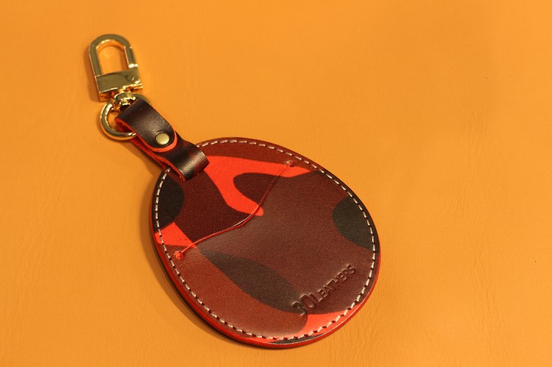 手工皮件 Gogoro 钥匙皮套 (迷彩红色) - 钥匙链/钥匙包 - 真皮 红色