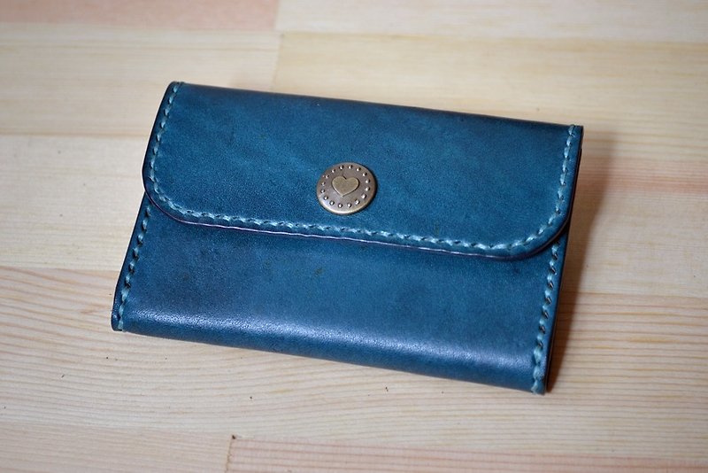 植鞣牛皮 手作零钱包 零钱袋 可定制颜色 免费打印英文名字 - 零钱包 - 真皮 蓝色