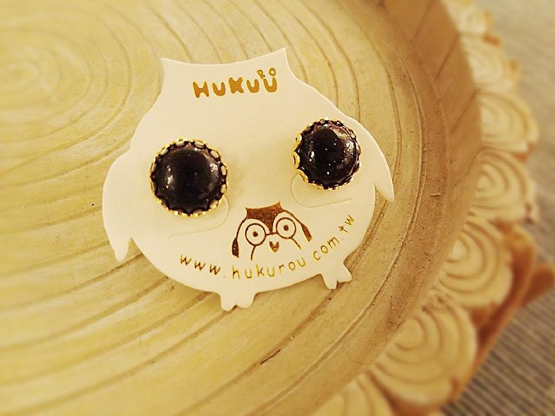 HUKUROU简约天然石耳环-蓝沙石 - 耳环/耳夹 - 其他材质 多色