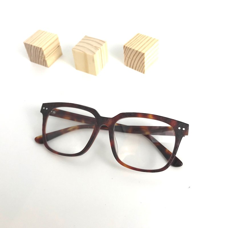 方形玳瑁色复古眼镜框日本手造 - 眼镜/眼镜框 - 其他材质 咖啡色