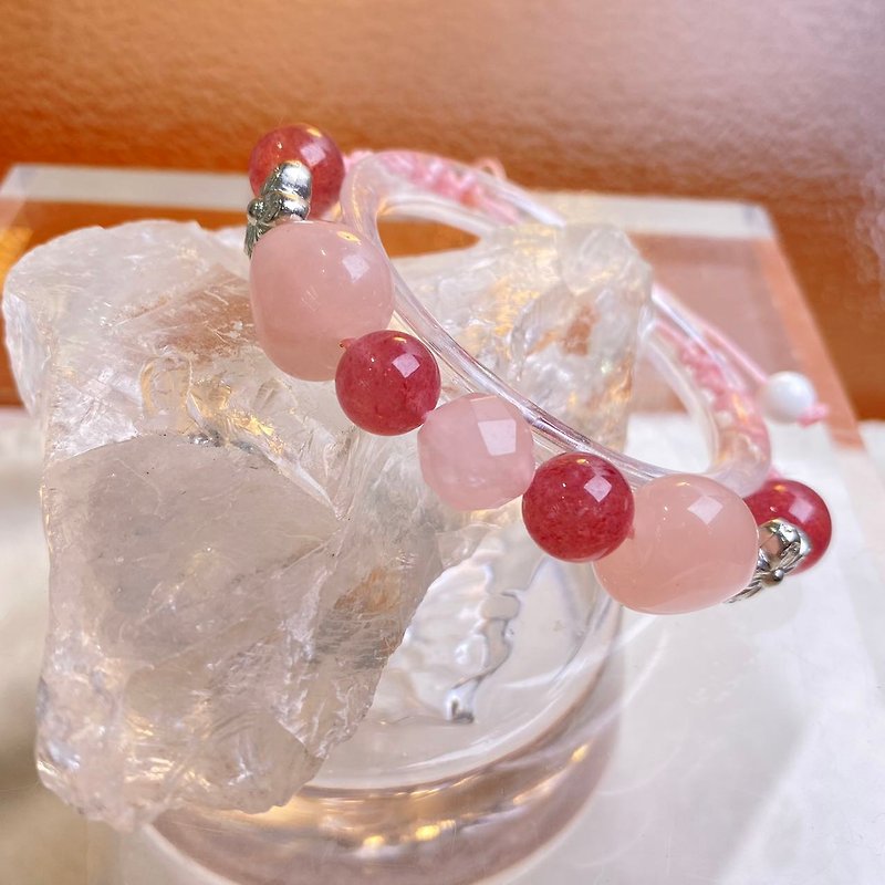粉晶 草莓晶  天然 水晶 手链手绳  日本直邮 礼物 2024新年 - 手链/手环 - 水晶 粉红色