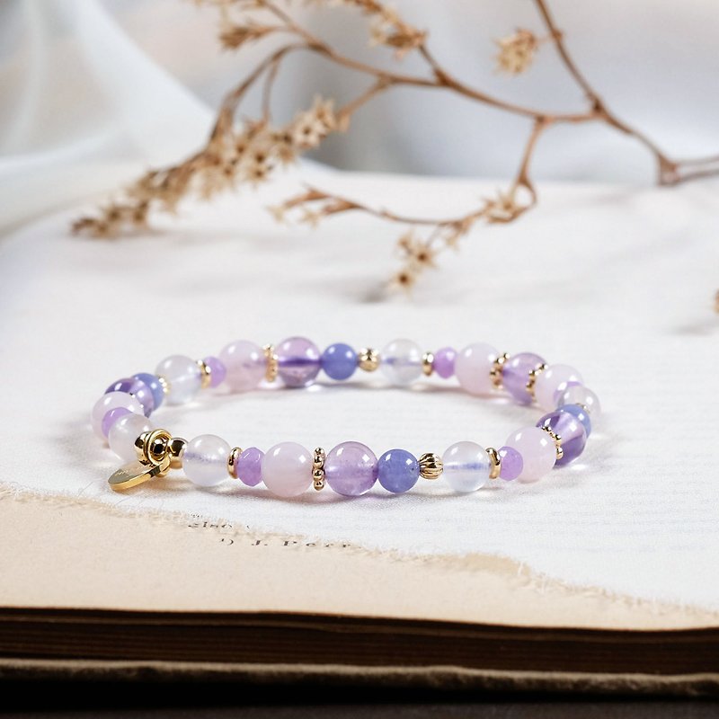 紫水晶 丹泉石 月光石 粉晶 手链 天然矿石水晶 - 手链/手环 - 水晶 粉红色