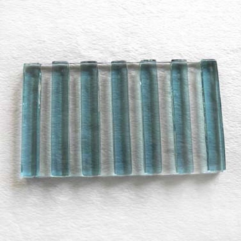 细直纹琉璃皂盘(蓝) - 摆饰 - 玻璃 蓝色